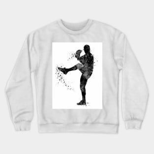 Baseball Boy Pitcher Black and White Crewneck Sweatshirt